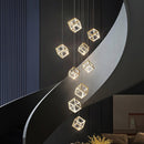 Modern Gold Cube Crystal Chandelier