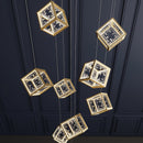 Modern Gold Cube Crystal Chandelier