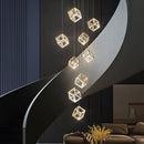 Modern Gold Cube Crystal Chandelier