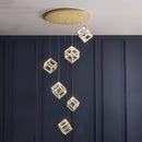 Modern Gold Cube Crystal Chandelier