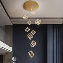 Modern Gold Cube Crystal Chandelier