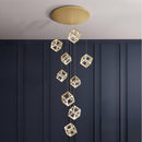 Modern Gold Cube Crystal Chandelier