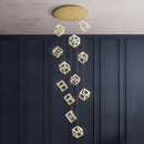 Modern Gold Cube Crystal Chandelier