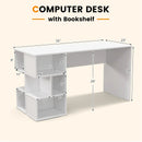 Modern Computer Desk with 3 Tier Storage Shelves for Home Office-White by LJGDeals
