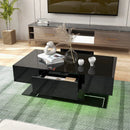 Modern LED Coffee Table with 20 Color LED Lights and 2 Storage Drawers by LJGDeals