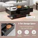 Modern LED Coffee Table with 20 Color LED Lights and 2 Storage Drawers-Black