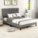 Queen Size Modern Linen Bed Frame with Adjustable Headboard-Gray by LJGDeals
