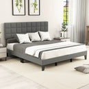 King Size Modern Linen Bed Frame with Adjustable Headboard-Gray by LJGDeals