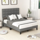 Full Size Modern Linen Bed Frame with Adjustable Headboard-Gray by LJGDeals
