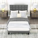 Full Size Modern Linen Bed Frame with Adjustable Headboard-Gray by LJGDeals