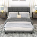 King Size Modern Linen Bed Frame with Adjustable Headboard-Gray by LJGDeals