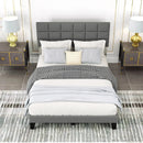 Queen Size Modern Linen Bed Frame with Adjustable Headboard-Gray by LJGDeals