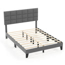 Queen Size Modern Linen Bed Frame with Adjustable Headboard-Gray by LJGDeals
