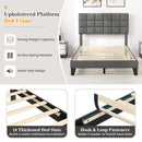 Full Size Modern Linen Bed Frame with Adjustable Headboard-Gray by LJGDeals