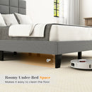 Queen Size Modern Linen Bed Frame with Adjustable Headboard-Gray by LJGDeals