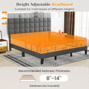 King Size Modern Linen Bed Frame with Adjustable Headboard-Gray by LJGDeals