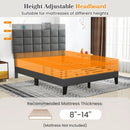 Queen Size Modern Linen Bed Frame with Adjustable Headboard-Gray by LJGDeals