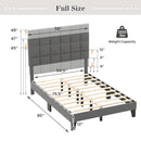 Full Size Modern Linen Bed Frame with Adjustable Headboard-Gray by LJGDeals