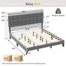 King Size Modern Linen Bed Frame with Adjustable Headboard-Gray by LJGDeals