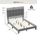 Queen Size Modern Linen Bed Frame with Adjustable Headboard-Gray by LJGDeals