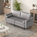 Modern Loveseat Sofa with 2 Bolsters and Side Storage Pocket by LJGDeals