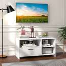 Modern Media Console Table with 3 Open Compartments and 1 Storage Drawer-White by LJGDeals