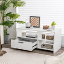 Modern Media Console Table with 3 Open Compartments and 1 Storage Drawer-White by LJGDeals