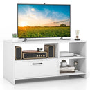Modern Media Console Table with 3 Open Compartments and 1 Storage Drawer-White by LJGDeals