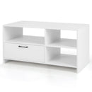 Modern Media Console Table with 3 Open Compartments and 1 Storage Drawer-White by LJGDeals