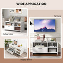 Modern Media Console Table with 3 Open Compartments and 1 Storage Drawer-White by LJGDeals