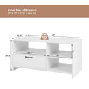 Modern Media Console Table with 3 Open Compartments and 1 Storage Drawer-White by LJGDeals