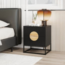 Modern Mid Century Fluted Nightstand with 2 Drawers and Pine Wood Handles for Bedroom by LJGDeals
