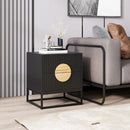 Modern Mid Century Fluted Nightstand with 2 Drawers and Pine Wood Handles for Bedroom by LJGDeals