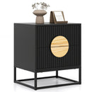 Modern Mid Century Fluted Nightstand with 2 Drawers and Pine Wood Handles for Bedroom by LJGDeals
