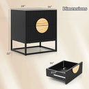 Modern Mid Century Fluted Nightstand with 2 Drawers and Pine Wood Handles for Bedroom by LJGDeals