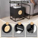 Modern Mid Century Fluted Nightstand with 2 Drawers and Pine Wood Handles for Bedroom by LJGDeals