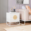 Modern Mid Century Fluted Nightstand with 2 Drawers and Pine Wood Handles for Bedroom
