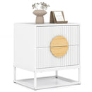 Modern Mid Century Fluted Nightstand with 2 Drawers and Pine Wood Handles for Bedroom by LJGDeals