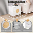 Modern Mid Century Fluted Nightstand with 2 Drawers and Pine Wood Handles for Bedroom by LJGDeals