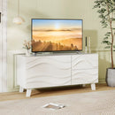 Modern Mid Century TV Stand with Drawers for 44 Inch TV-White by LJGDeals