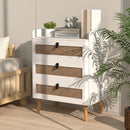 Modern End Table with 3 Rattan Decorated Drawers-White by LJGDeals