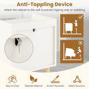 Modern End Table with 3 Rattan Decorated Drawers-White by DirectDeals