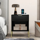 Nightstand with Charging Station and Storage Drawer by LJGDeals