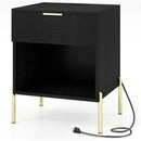 Nightstand with Charging Station and Storage Drawer by LJGDeals