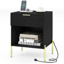 Nightstand with Charging Station and Storage Drawer by LJGDeals
