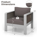 Patio Furniture Aluminum Armchair with Thick Back and Seat Cushion by LJGDeals