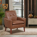 Modern PU Leather Accent Chair with Solid Wood Legs-Brown by LJGDeals