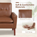 Modern PU Leather Accent Chair with Solid Wood Legs-Brown by LJGDeals