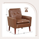 Modern PU Leather Accent Chair with Solid Wood Legs-Brown by LJGDeals