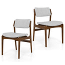 Modern Padded Dining Chairs with Rubber Wood Legs Set of 2-Brown